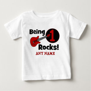 Being 1 Rocks! Personalized Baby's 1st Birthday Baby T-Shirt
