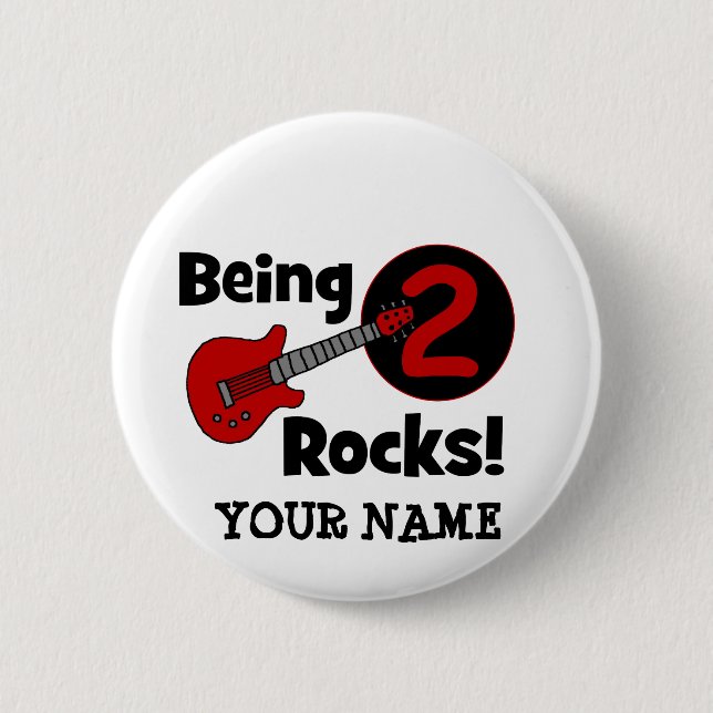 Being 2 Rocks! with Guitar Inch Round Button (Front)