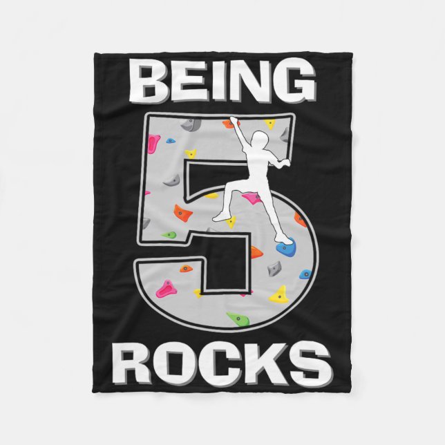 Being 5 Years Old Rocks Rock Climber 5th Birthday  Fleece Blanket (Front)
