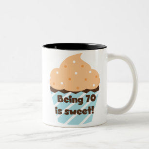 Being 70 is Sweet Birthday T-shirts and Gifts Two-Tone Coffee Mug
