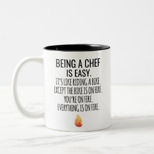 Being A Chef Is Easy It's Like Riding A Bike Excep Two-Tone Coffee Mug
