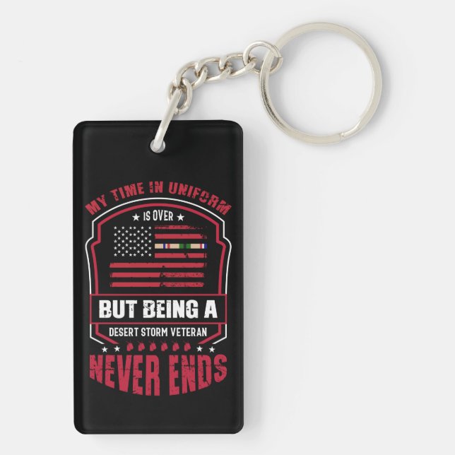 Being A Desert Storm Veteran Never Ends Keychain (Back)