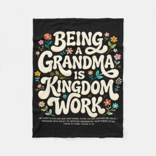 Being A Grandma Is Kingdom Work Psalm 7118 Retro C Fleece Blanket