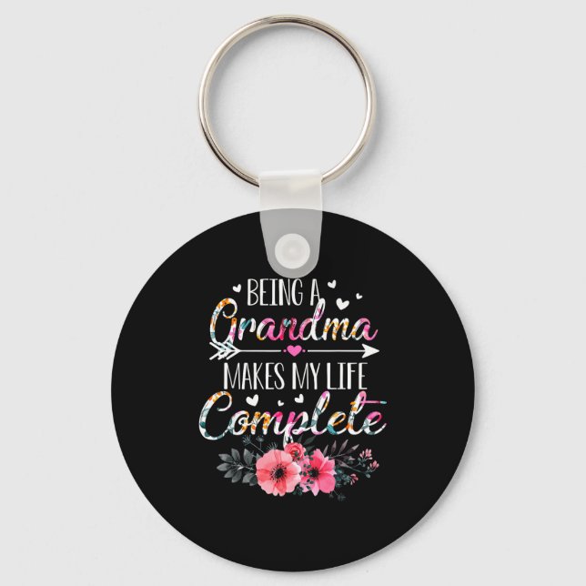 Being A Grandma Makes My Life Complete Announcemen Keychain (Front)