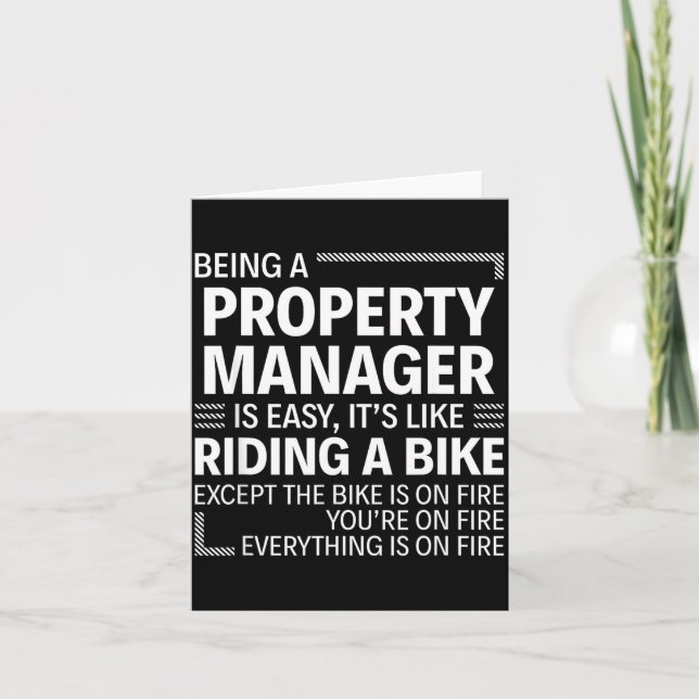 Being A Property Manager Is Easy It's Like Riding  Card (Front)