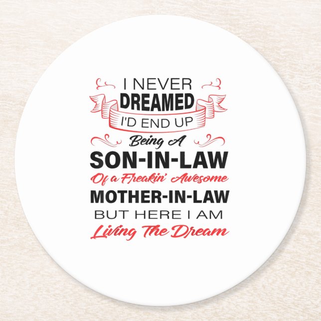 Being A Son In Law Gift For Your Son Round Paper Coaster (Front)
