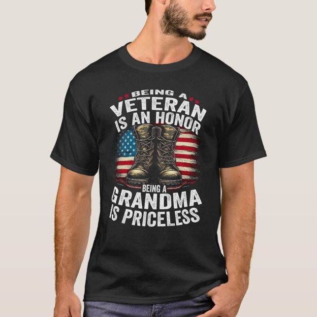Being a Veteran Is an Honour- American Flag T-Shirt (Front)