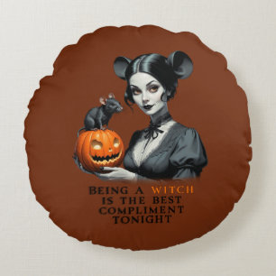 Being a witch is the best compliment tonight. round pillow