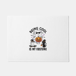 Being Cool Is Costume Halloween Ghost Pumpkin Cat_ Doormat
