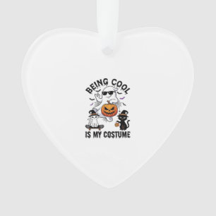 Being Cool Is Costume Halloween Ghost Pumpkin Cat_ Ornament