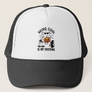 Being Cool Is Costume Halloween Ghost Pumpkin Cat_ Trucker Hat