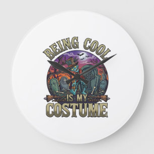Being Cool Is Costume Halloween Zombie Graveyard_1 Large Clock