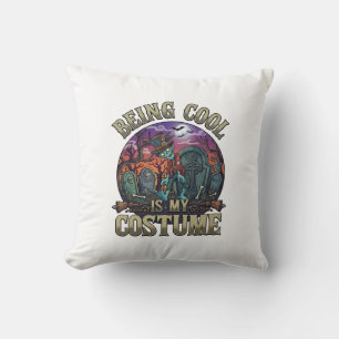 Being Cool Is Costume Halloween Zombie Graveyard_1 Throw Pillow