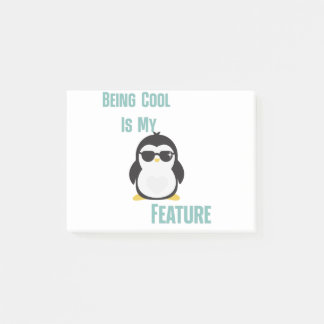 Being cool is my feature -funny penguin with sungl post-it notes