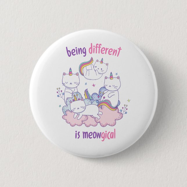 Being different is meowgical Funny unicorn cat 2 Inch Round Button (Front)