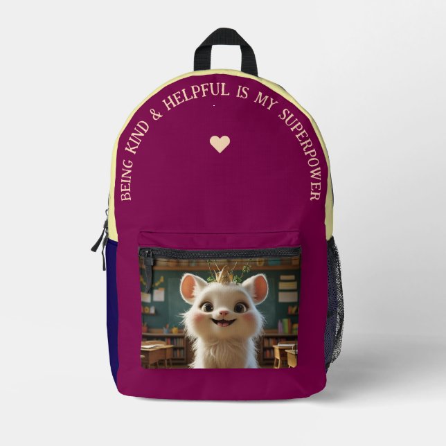 Being Kind & Helpful Is My Superpower Printed Backpack (Front)