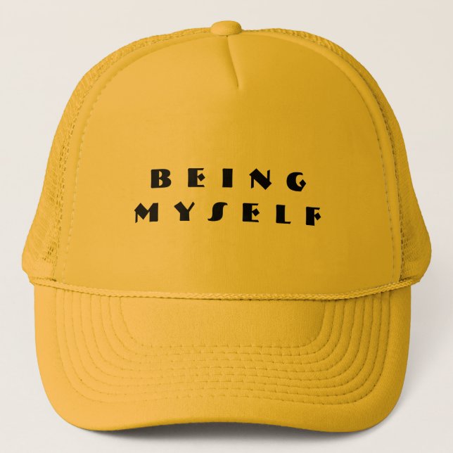Being Myself Text Personalized Custom Trucker Hats (Front)