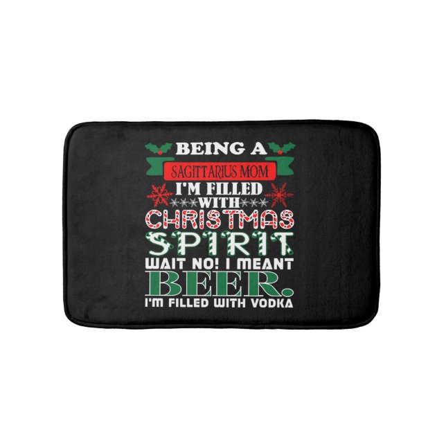 Being Sagittarius Mom Christmas Spirit Beer Bath Mat (Front)