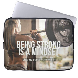 Being Strong Is A Mindset - Women's Gym Workout Laptop Sleeve