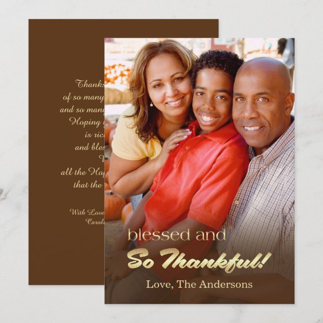 Being Thankful. Thanksgiving Custom Photo Card (Front/Back)