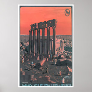 Beirut Lebanon Art Print Travel Poster Vintage