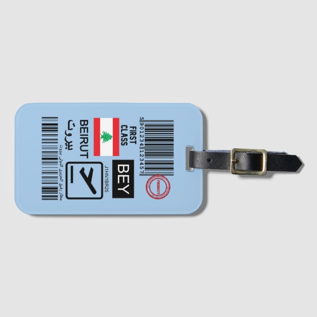  Beirut Lebanon travel ticket Luggage Tag (Front Horizontal)
