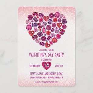 Bejeweled Heart Valentine's Day Party Invitations