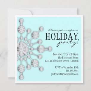 Bejeweled Snowflake Holiday Party Invitation