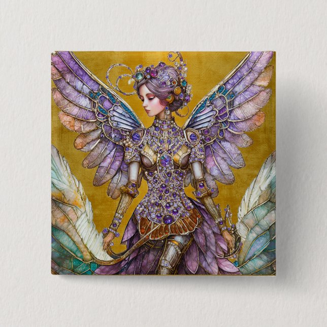 Bejeweled Sugar Plum Fairy 2 Inch Square Button (Front)