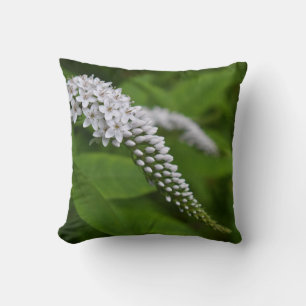 Bel coussin de fleurs vertes et blanches réversib