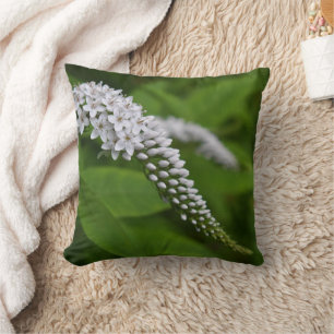 Bel coussin de fleurs vertes et blanches réversibl