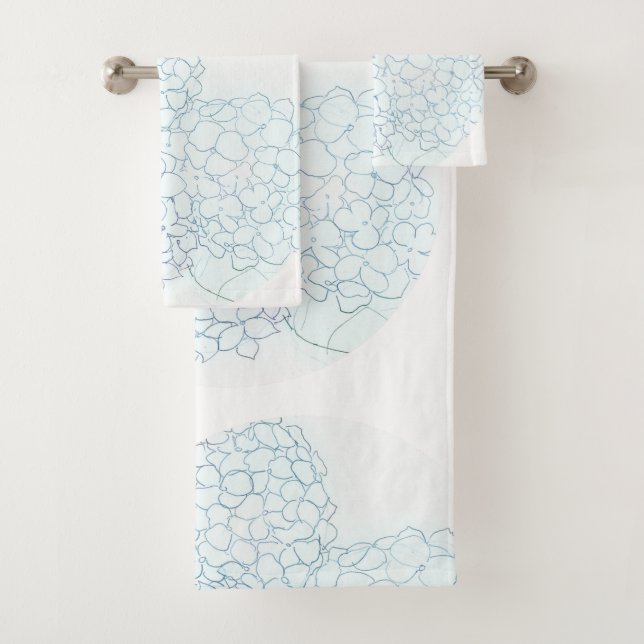 Bel ensemble bleu de serviette d'hortensia (En situation)