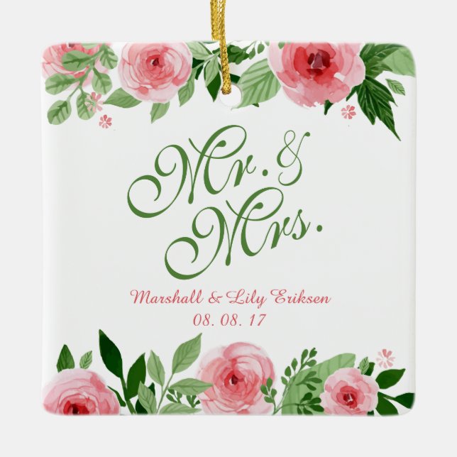 Bel ornement floral personnalisé du mariage | (Devant)