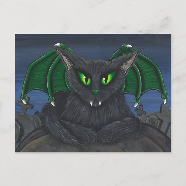 Bela Vampire Cat Gothic Fantasy Art Postcard (Front)