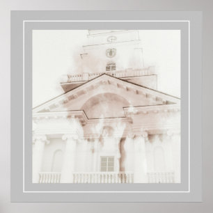 Belarus Беларусь Холст Minsk Architecture Sketch Poster