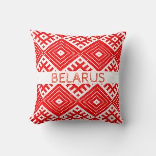 Belarus Беларусь Folk Pattern Red Pillow Cushion