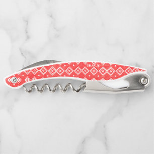 Belarus Беларусь Folk Pattern Red White Corkscrew