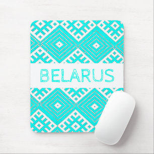 Belarus Беларусь Folk Pattern Turquoise Mouse Pad