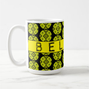 Belarus Беларусь Folk Pattern Yellow Black Coffee Mug