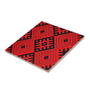 Belarus Беларусь Folk Stylized Print Вышиванка Tile