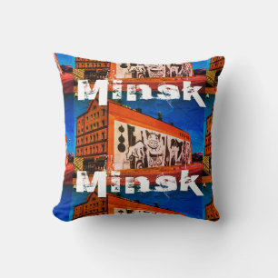 Belarus Беларусь Minsk Минск Architecture Graffiti Throw Pillow