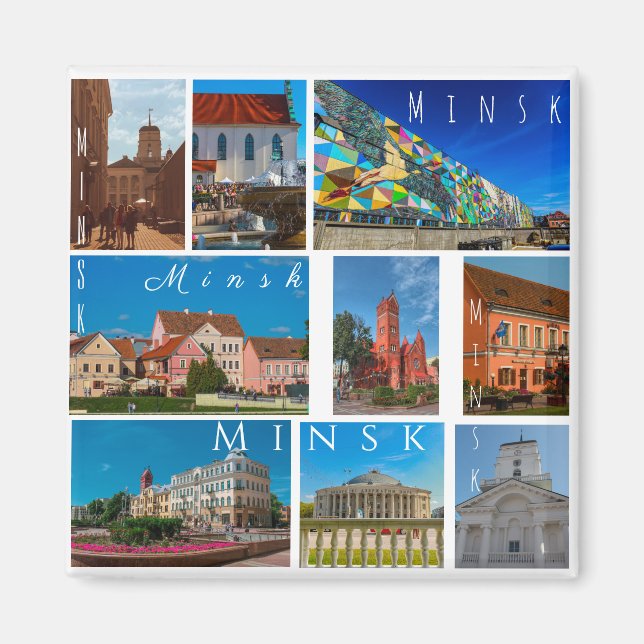 Belarus Беларусь Minsk Минск City Architecture Magnet (Front)