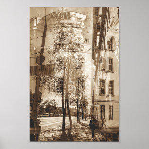 Belarus Беларусь Minsk Street Architecture Sketch Poster