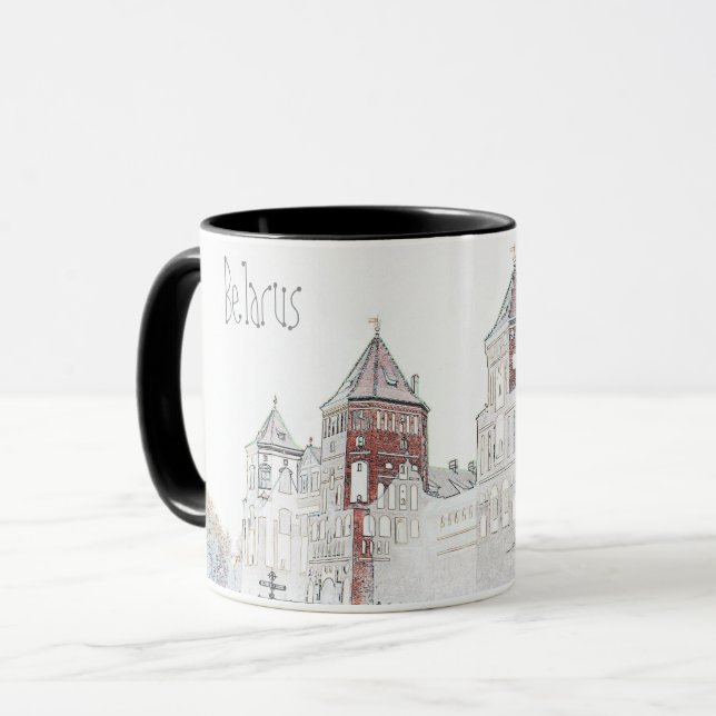 Belarus Беларусь Mir Castle Sketch Coffee Mug Cup (Front Left)