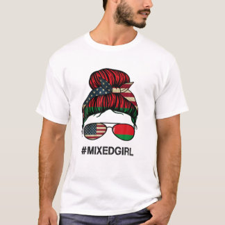 Belarus American Flag - USA Belarusian Messy Bun T-Shirt