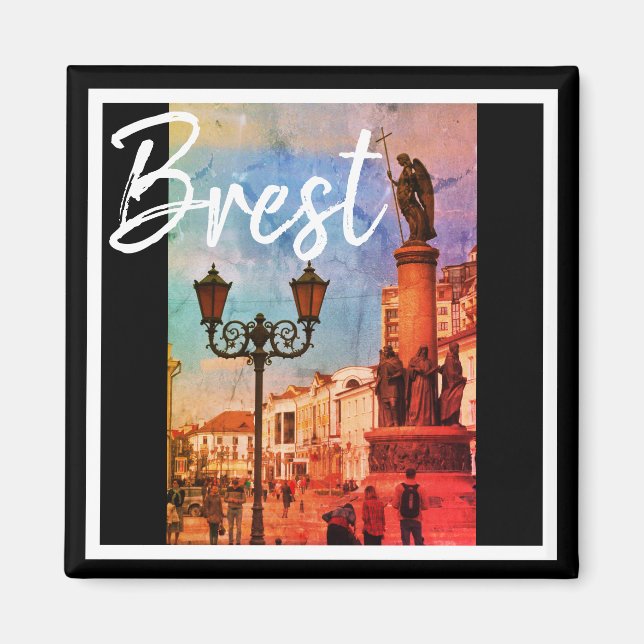 Belarus Architecture Brest Street View Magnet (Front)
