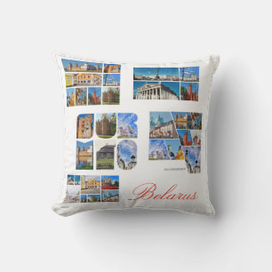 Belarus Architecture Scenery Collage Throw Pillow