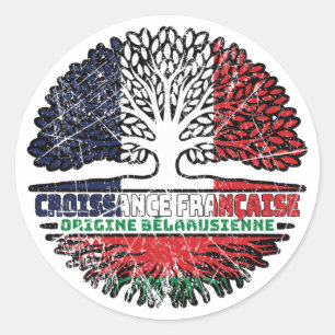 Belarus Belarusian Belarussian French France Tree Classic Round Sticker