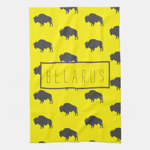 Belarus Belarusian Bison Зубр Беларусь Minimalism Kitchen Towel