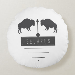 Belarus Belarusian Bison Зубр Беларусь Minimalism Round Pillow